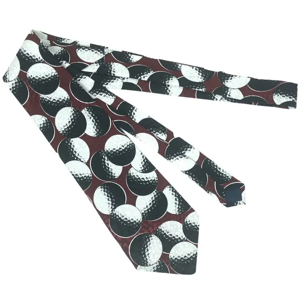Burgundy, Black, and White Golf Ball Tie